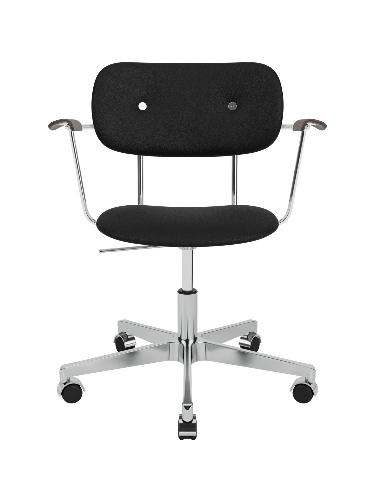 Fully Upholstered Task Chair with Armrests Polished Aluminium Base