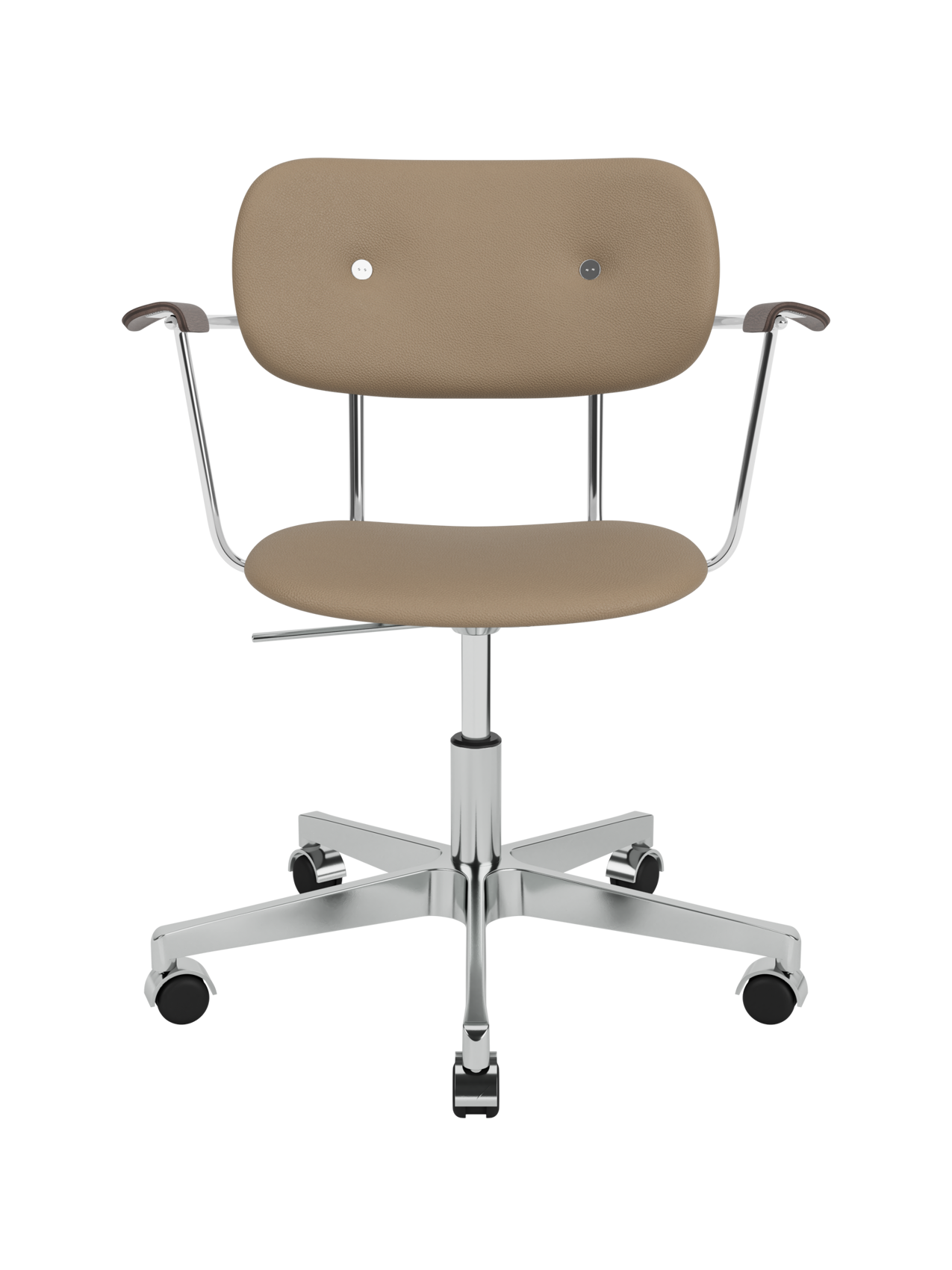 Fully Upholstered Task Chair with Armrests Polished Aluminium Base