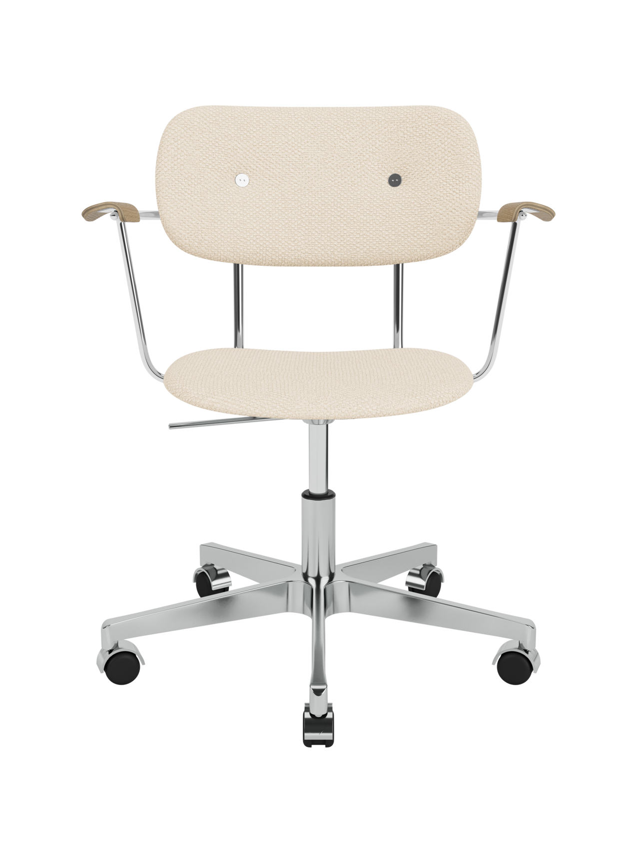 Fully Upholstered Task Chair with Armrests Polished Aluminium Base
