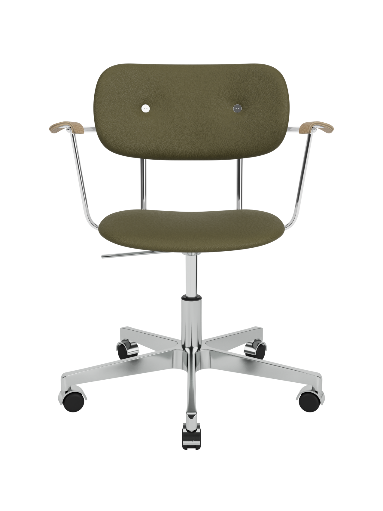 Fully Upholstered Task Chair with Armrests Polished Aluminium Base