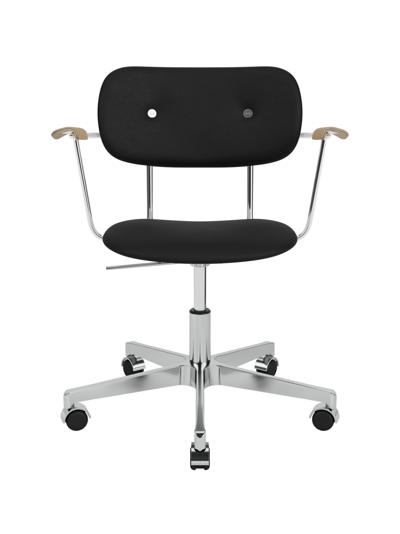 Fully Upholstered Task Chair with Armrests Polished Aluminium Base