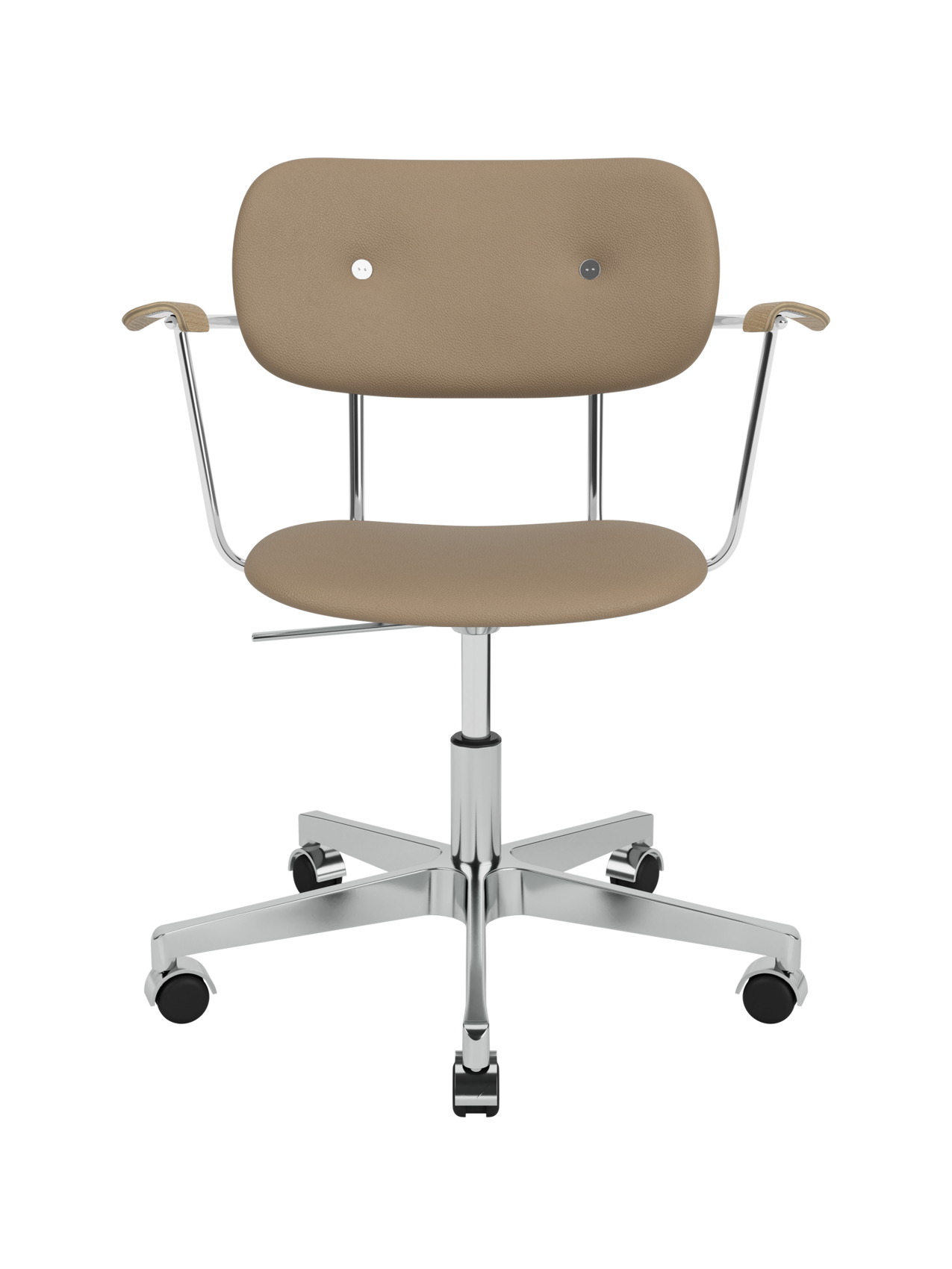 Fully Upholstered Task Chair with Armrests Polished Aluminium Base