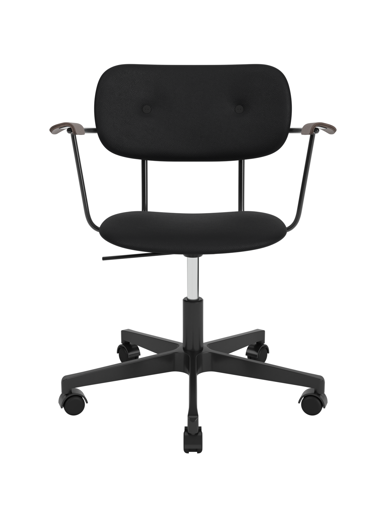 Fully Upholstered Task Chair with Armrests Black Swivel Base