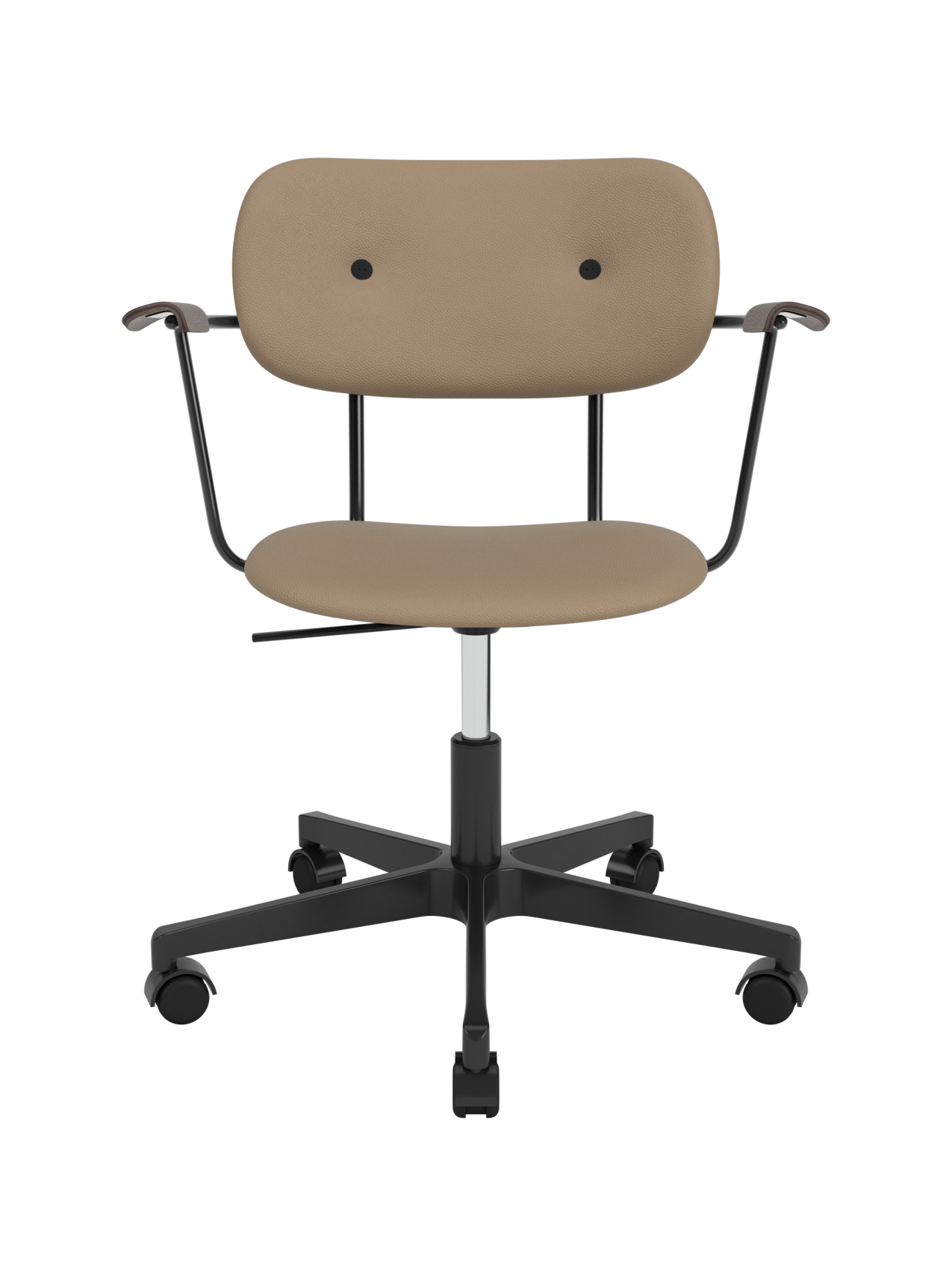 Fully Upholstered Task Chair with Armrests Black Swivel Base