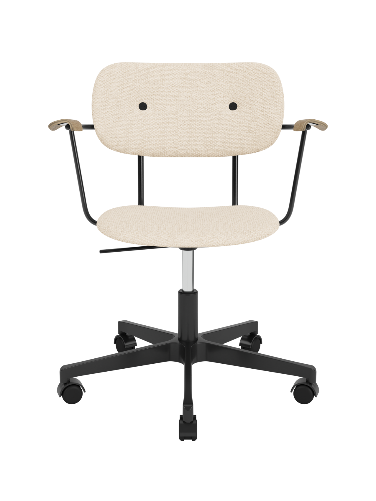 Fully Upholstered Task Chair with Armrests Black Swivel Base