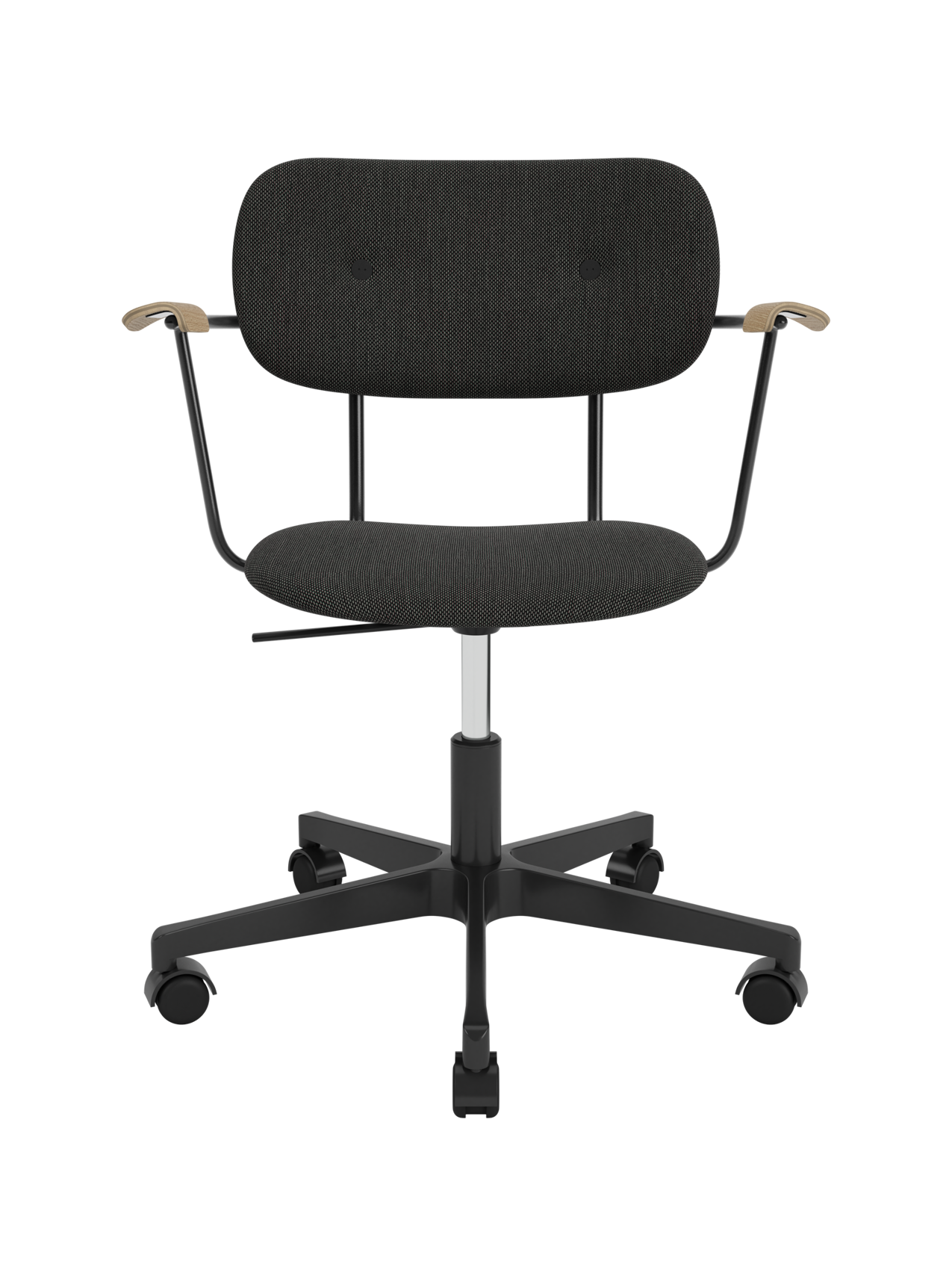 Fully Upholstered Task Chair with Armrests Black Swivel Base