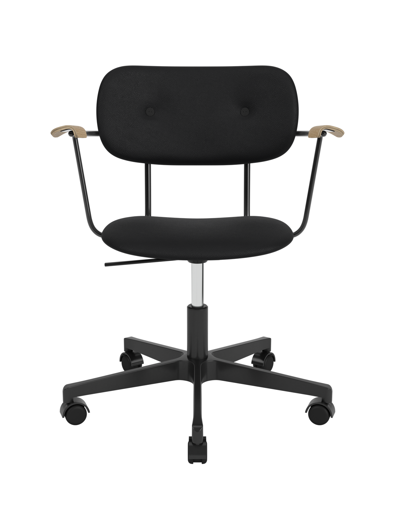 Fully Upholstered Task Chair with Armrests Black Swivel Base