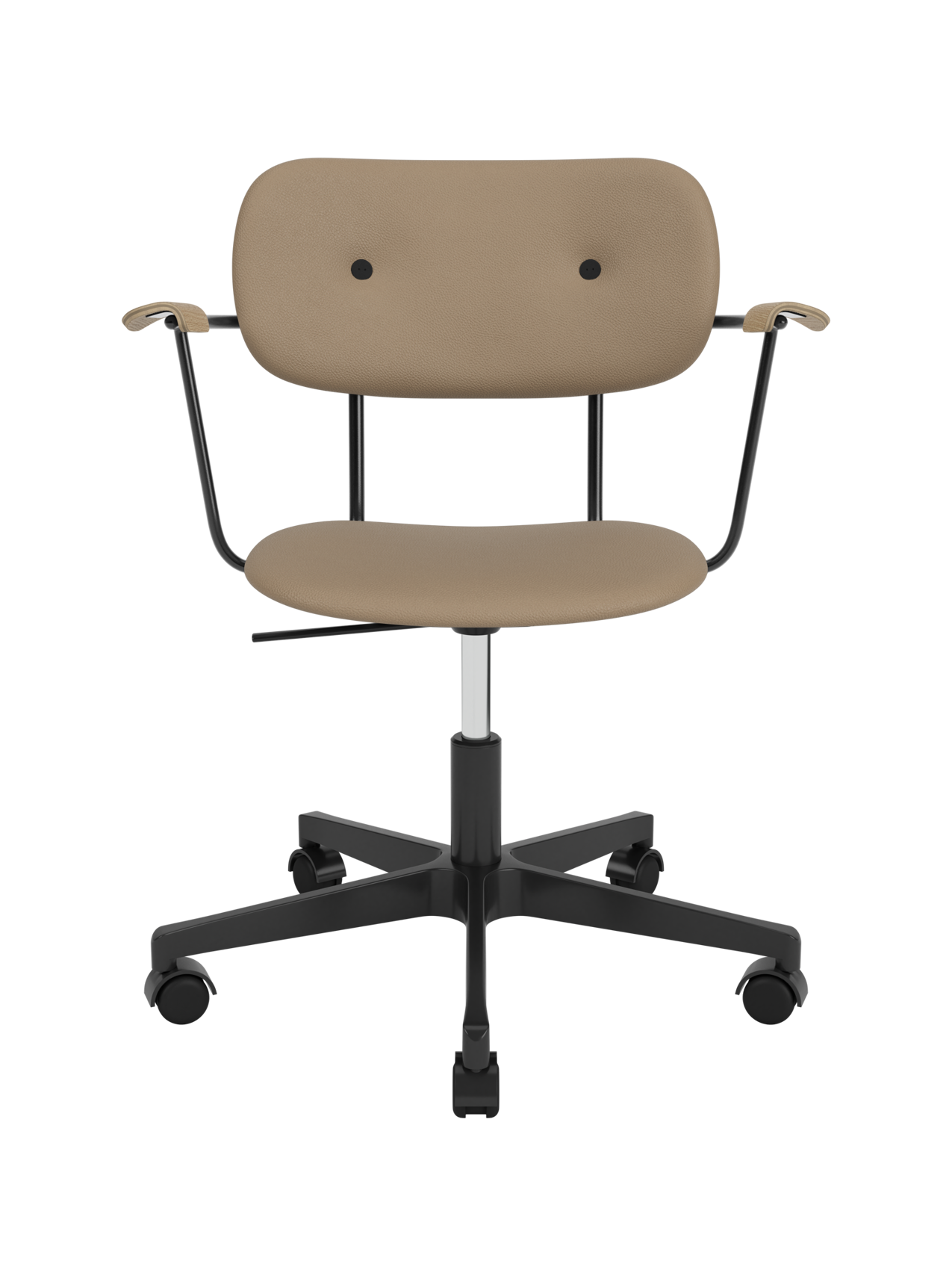 Fully Upholstered Task Chair with Armrests Black Swivel Base