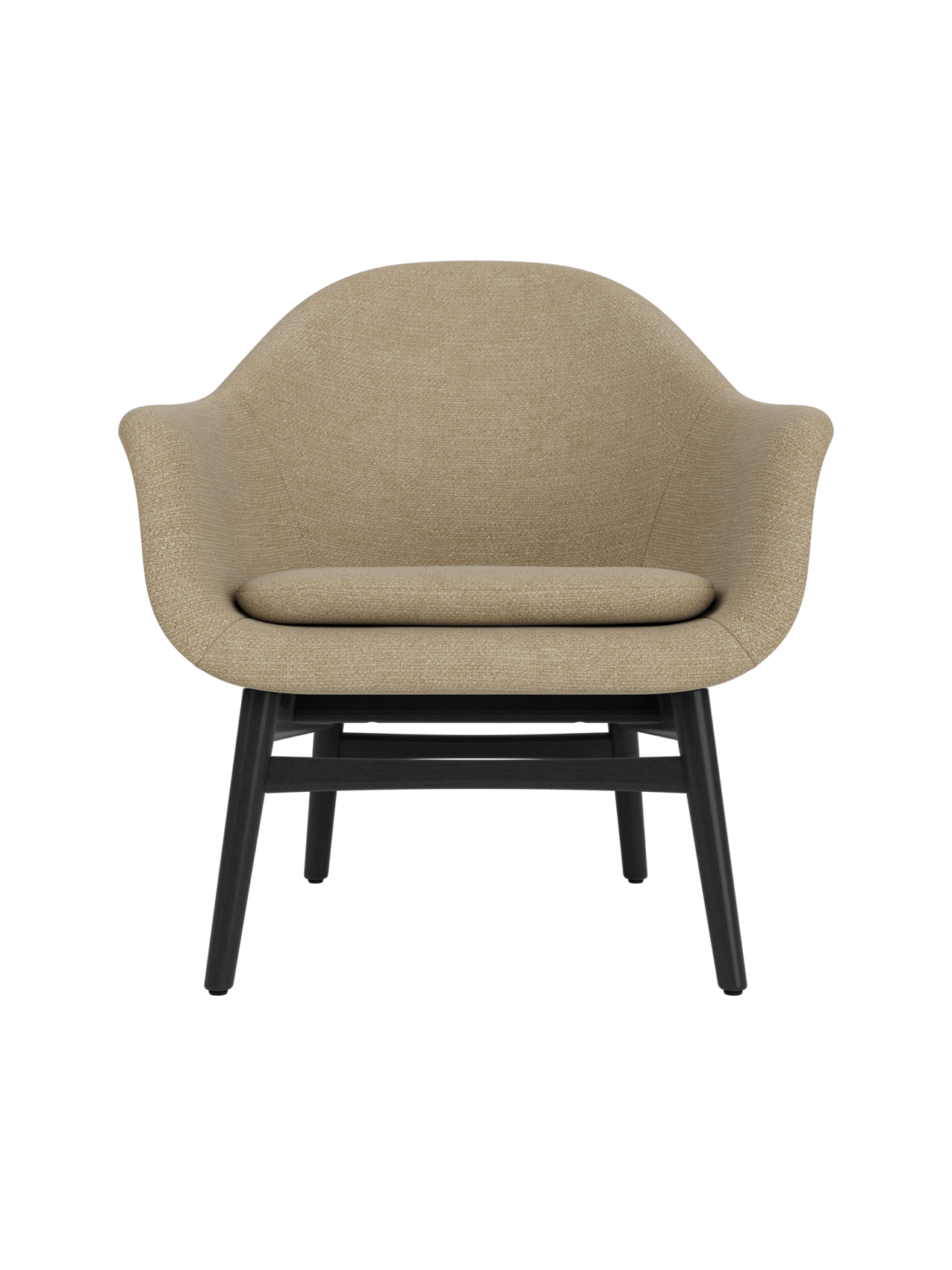Lounge Chair on Solid Wood Frame Curved Shell, Angled Backrest
