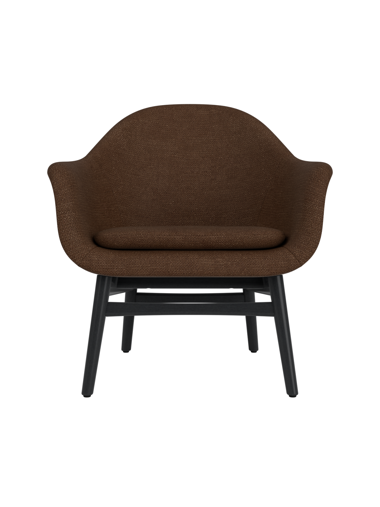 Lounge Chair on Solid Wood Frame Curved Shell, Angled Backrest