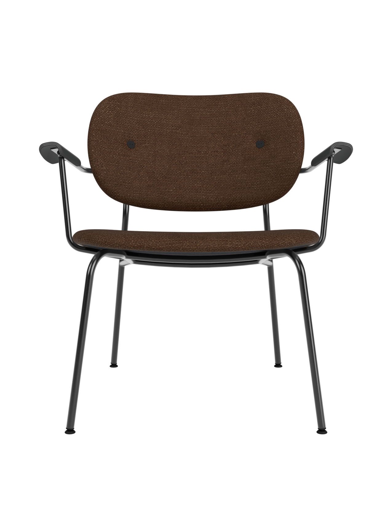 Fully Upholstered Lounge Chair Curved Armrests, Powder-Coated Steel Base