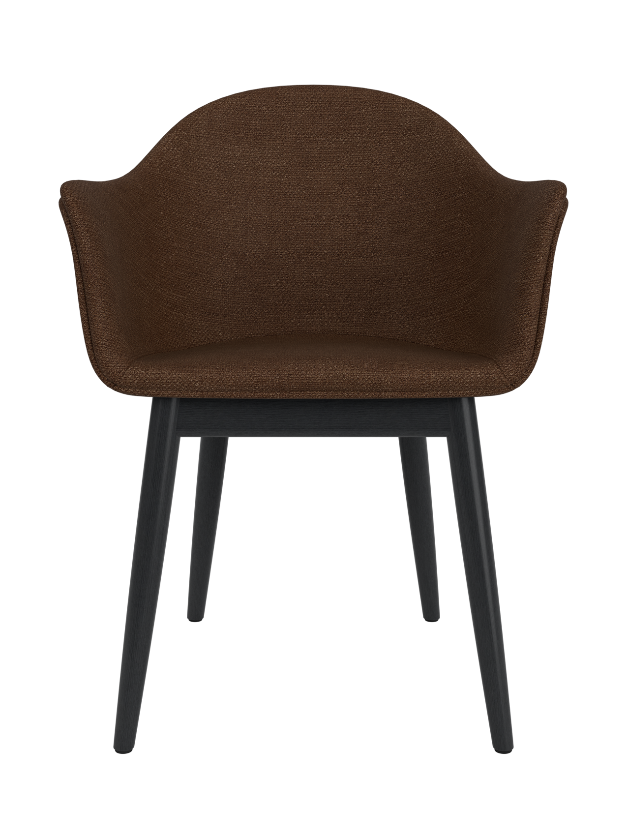 Upholstered Dining Chair, Wooden Base ¨C High Back, Outward Armrests
