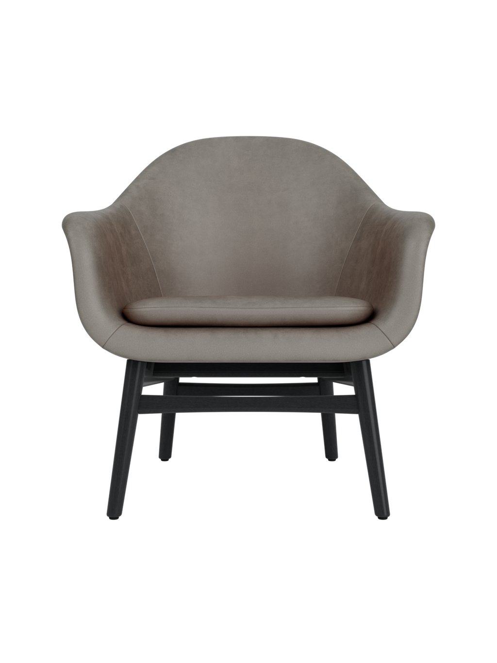 Lounge Chair on Solid Wood Frame Curved Shell, Angled Backrest