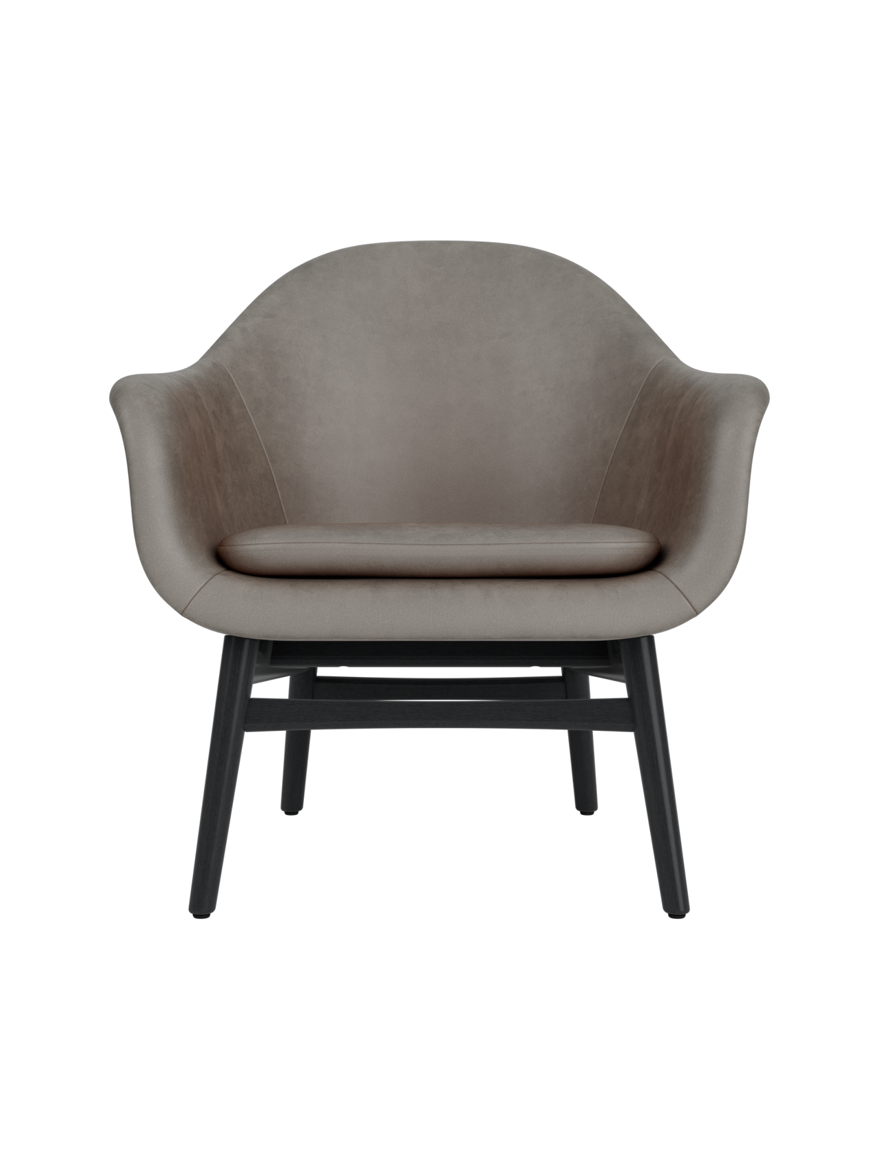 Lounge Chair on Solid Wood Frame Curved Shell, Angled Backrest