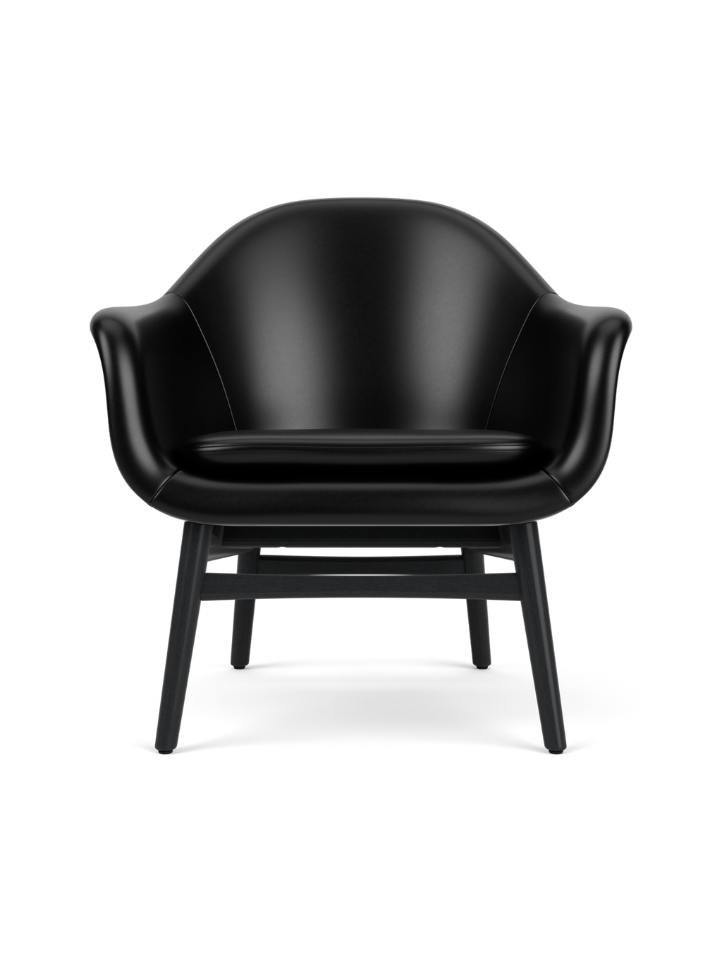 Lounge Chair on Solid Wood Frame Curved Shell, Angled Backrest