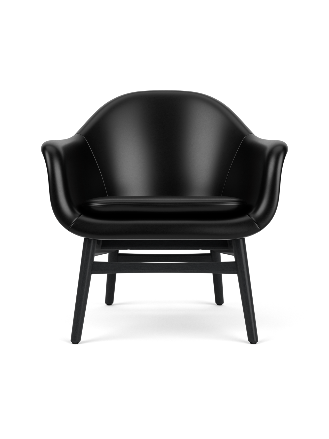 Lounge Chair on Solid Wood Frame Curved Shell, Angled Backrest
