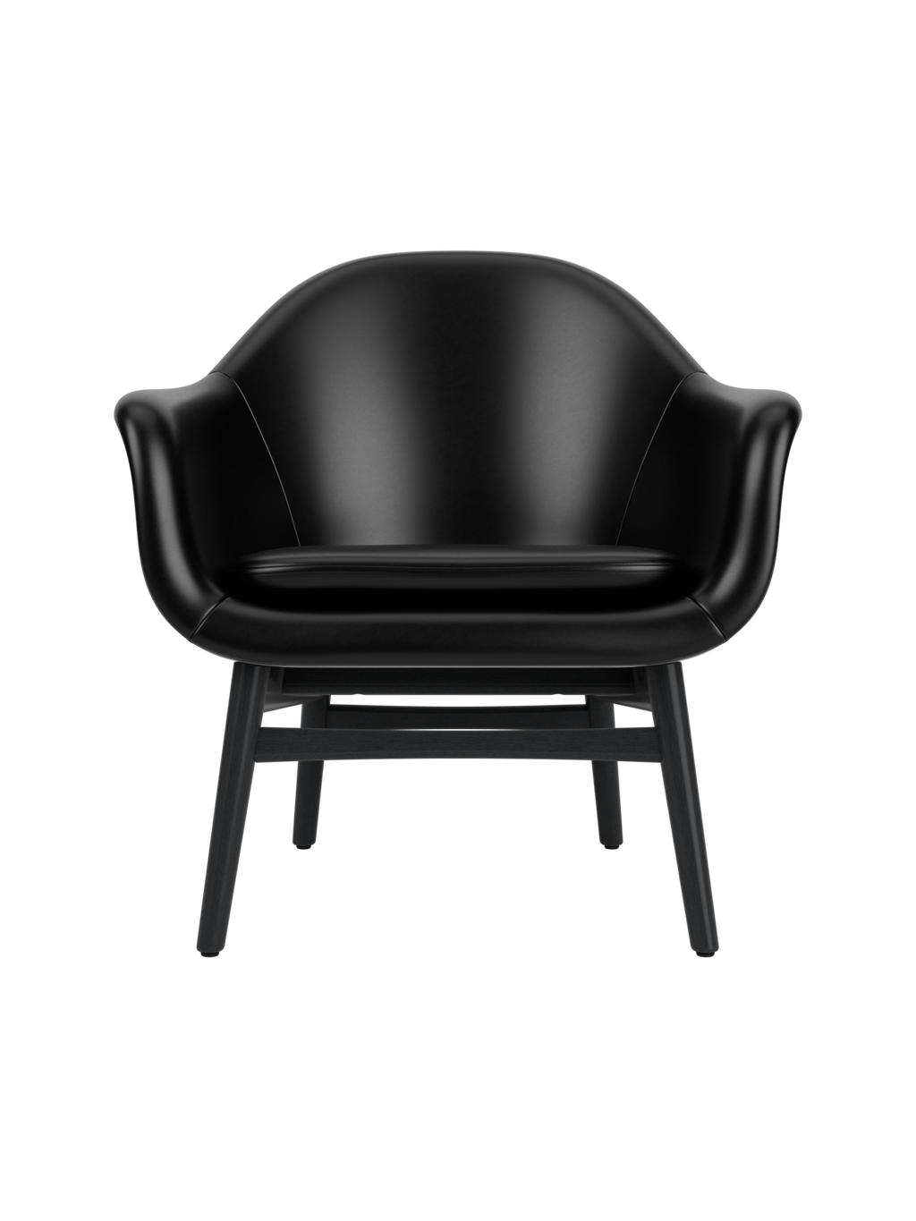 Lounge Chair on Solid Wood Frame Curved Shell, Angled Backrest