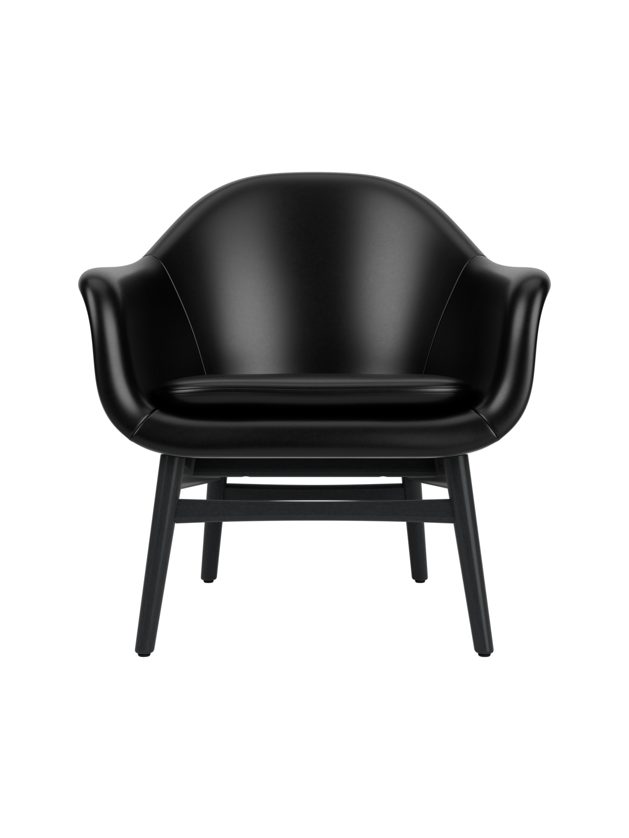 Lounge Chair on Solid Wood Frame Curved Shell, Angled Backrest