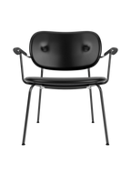 Fully Upholstered Lounge Chair Curved Armrests, Powder-Coated Steel Base