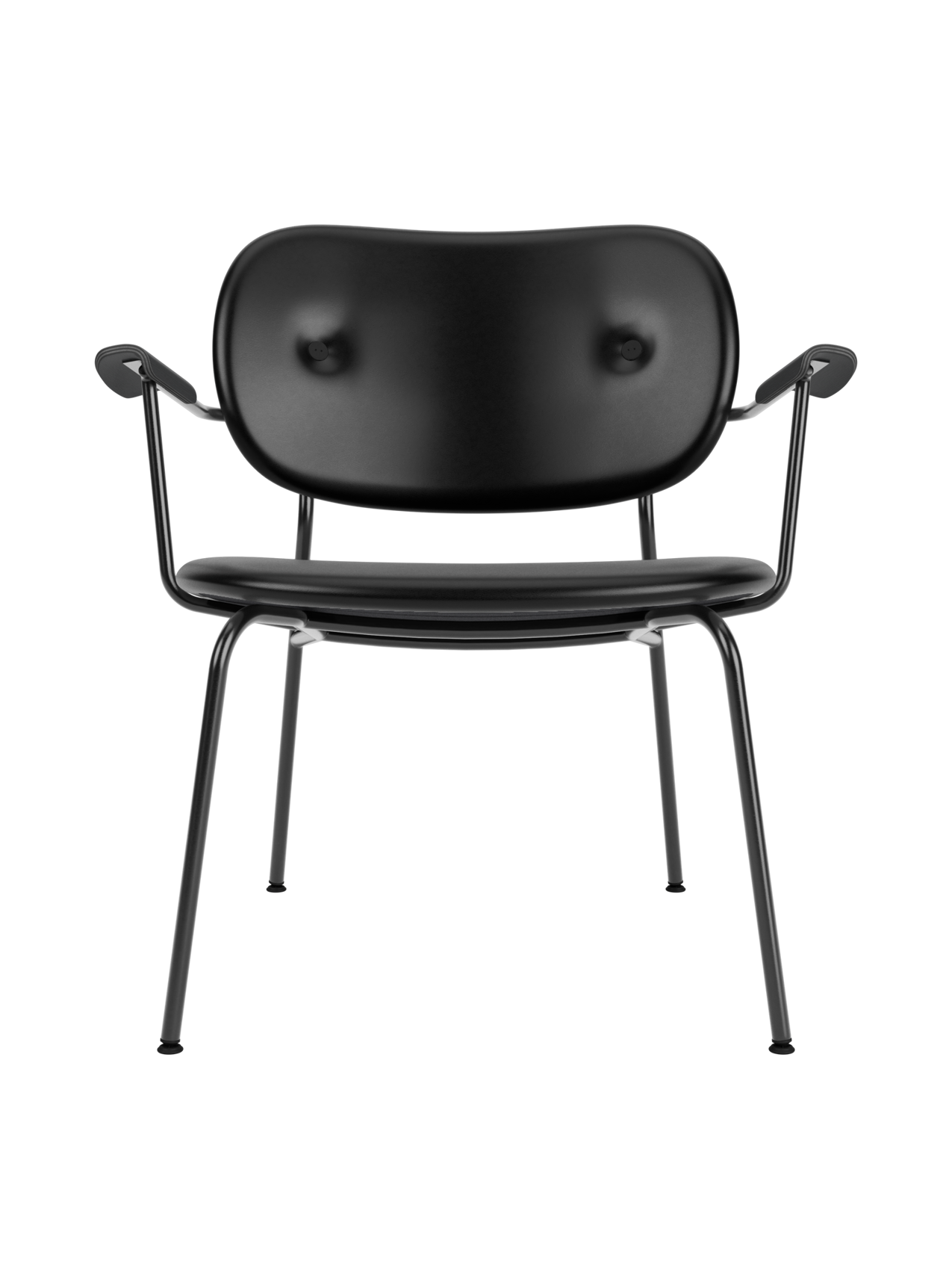 Fully Upholstered Lounge Chair Curved Armrests, Powder-Coated Steel Base