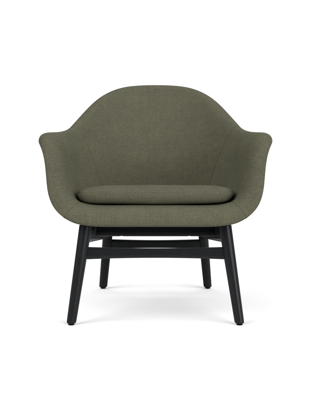 Lounge Chair on Solid Wood Frame Curved Shell, Angled Backrest