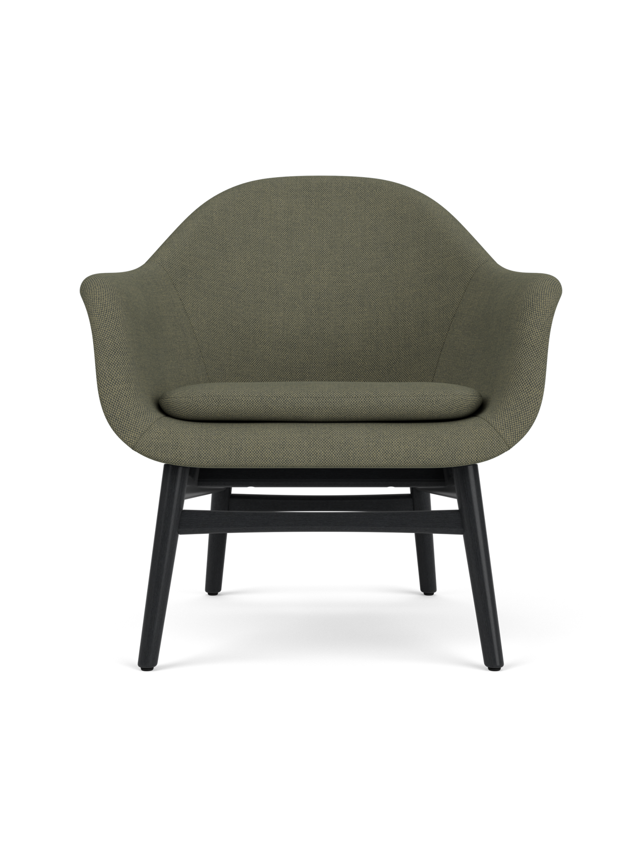 Lounge Chair on Solid Wood Frame Curved Shell, Angled Backrest