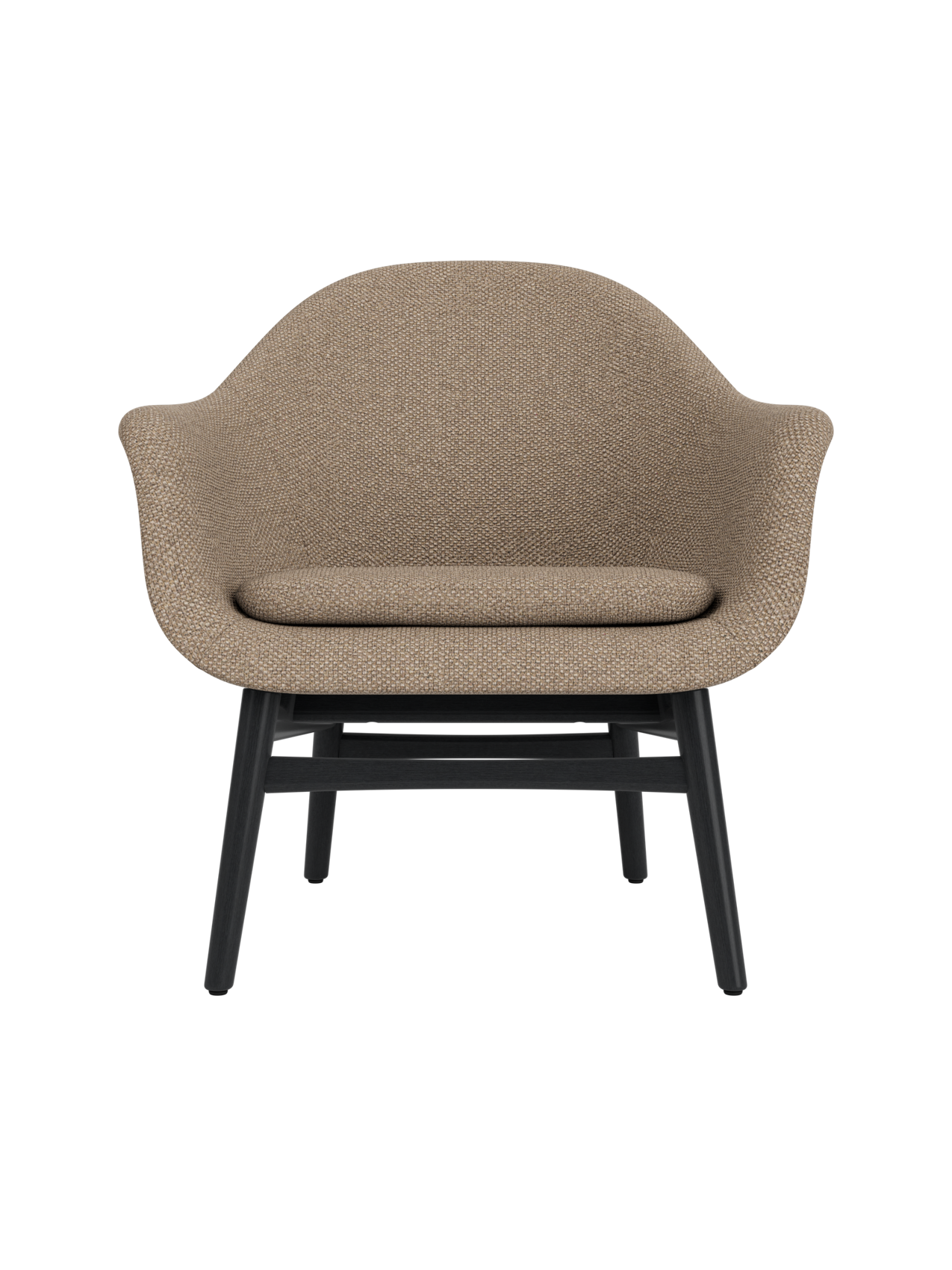 Lounge Chair on Solid Wood Frame Curved Shell, Angled Backrest
