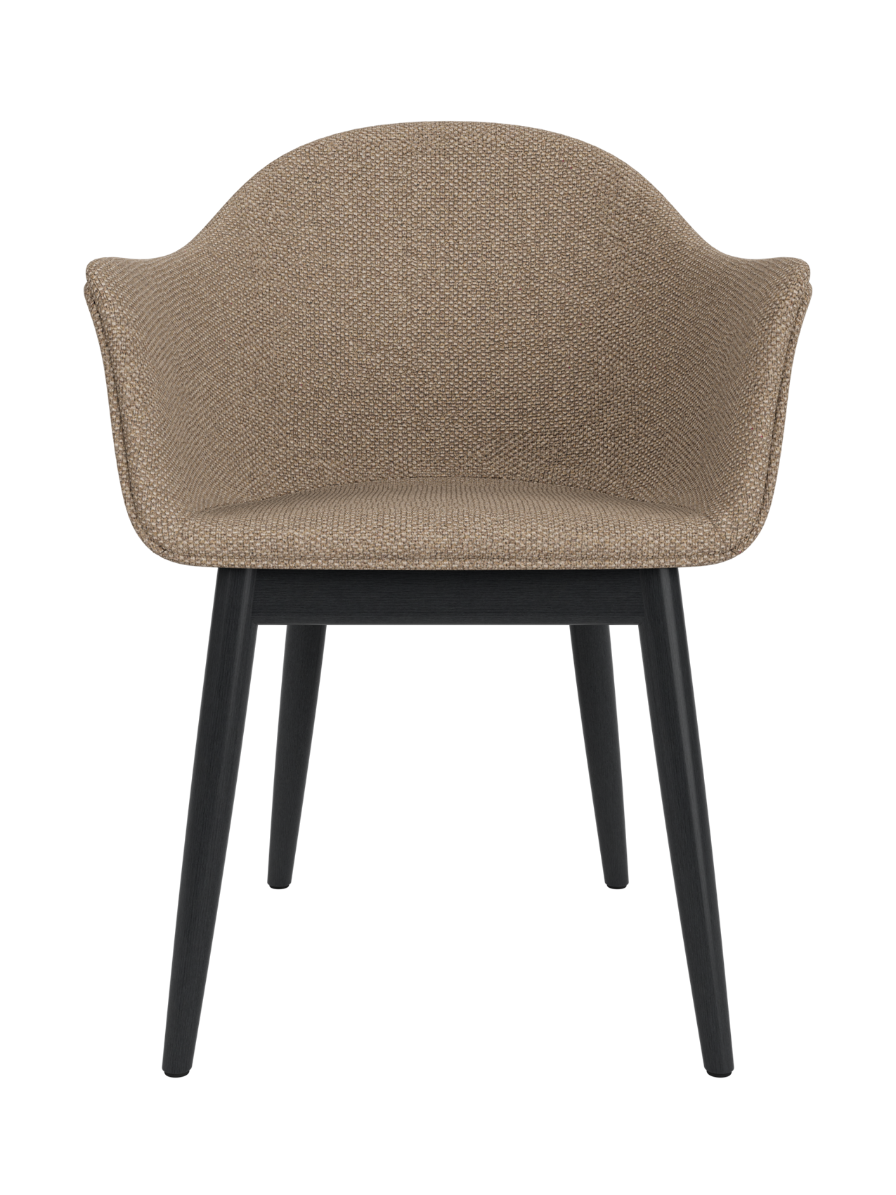 Upholstered Dining Chair, Wooden Base ¨C High Back, Outward Armrests
