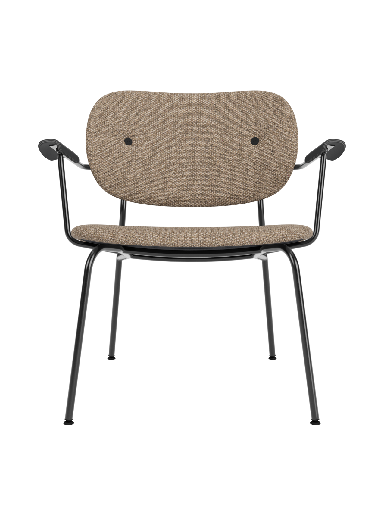 Fully Upholstered Lounge Chair Curved Armrests, Powder-Coated Steel Base