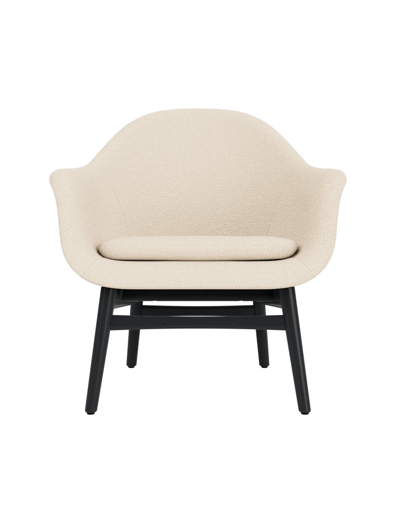 Lounge Chair on Solid Wood Frame Curved Shell, Angled Backrest