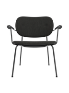 Fully Upholstered Lounge Chair Curved Armrests, Powder-Coated Steel Base