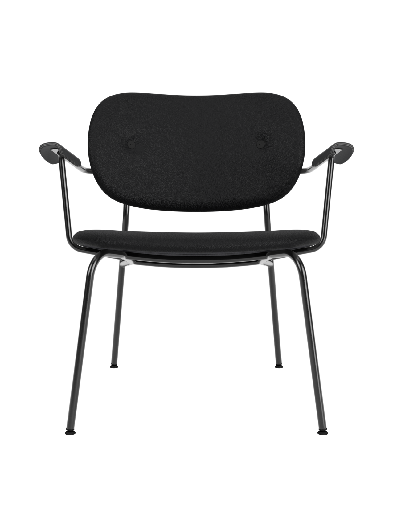 Fully Upholstered Lounge Chair Curved Armrests, Powder-Coated Steel Base