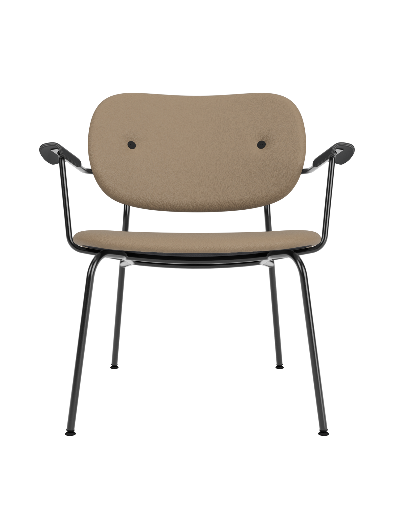 Fully Upholstered Lounge Chair Curved Armrests, Powder-Coated Steel Base
