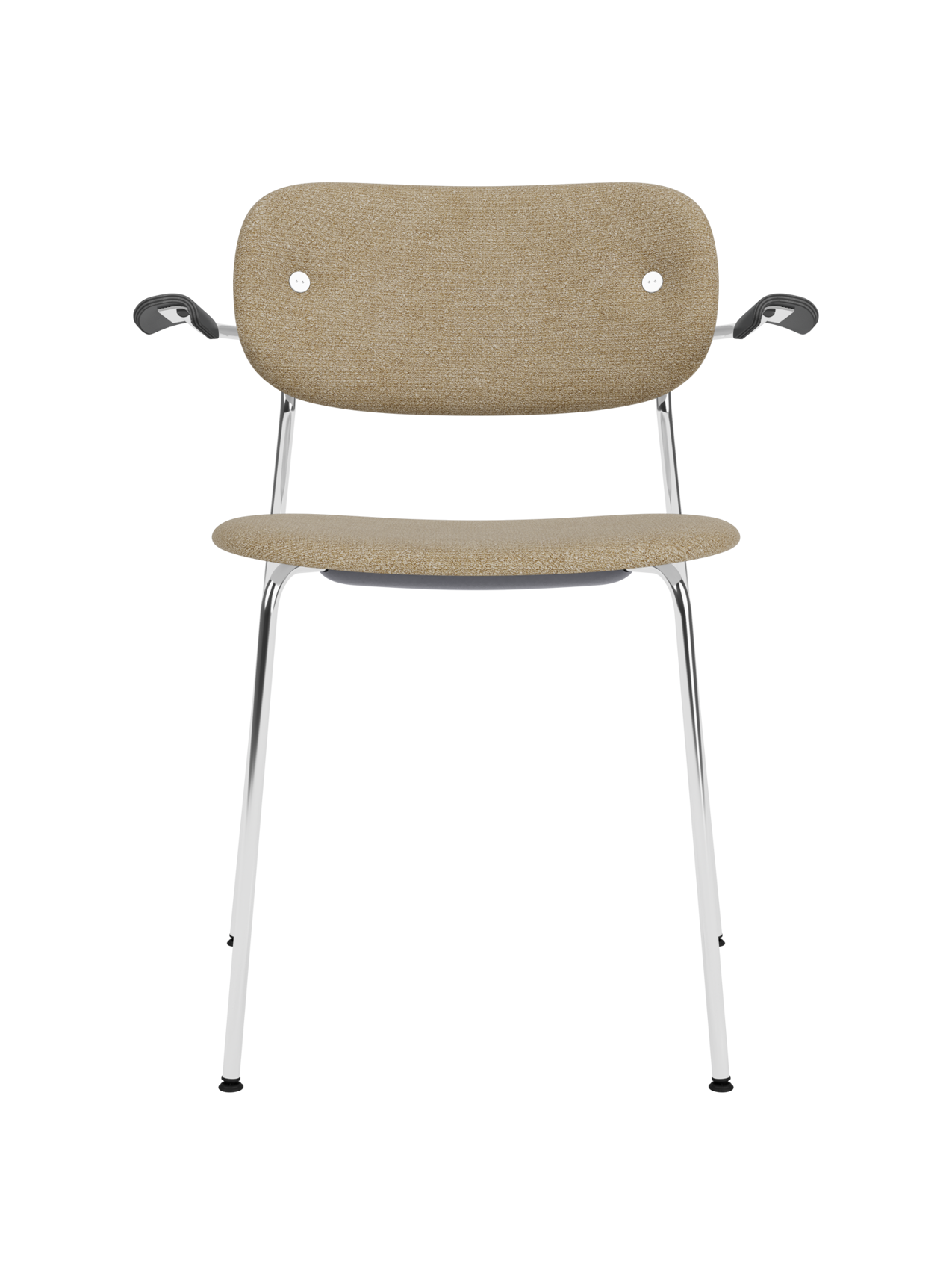 Fully Upholstered Dining Chair with Armrests ¨C Chrome Base, Stackable