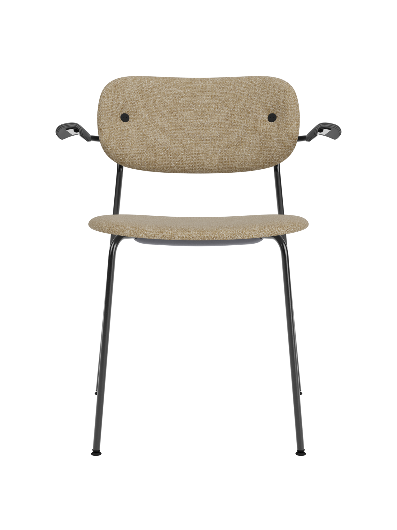 Fully Upholstered Dining Chair with Armrests ¨C Black Base, Stackable