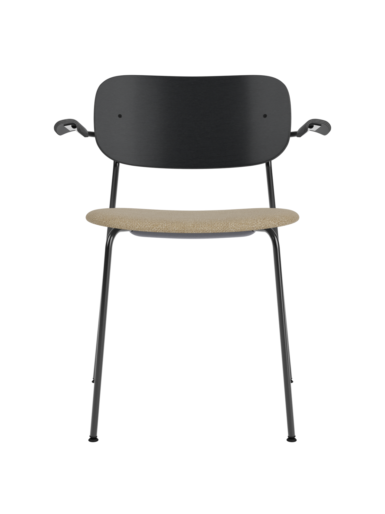 Dining Chair with Armrests, Upholstered Seat ¨C Black Frame, Stackable