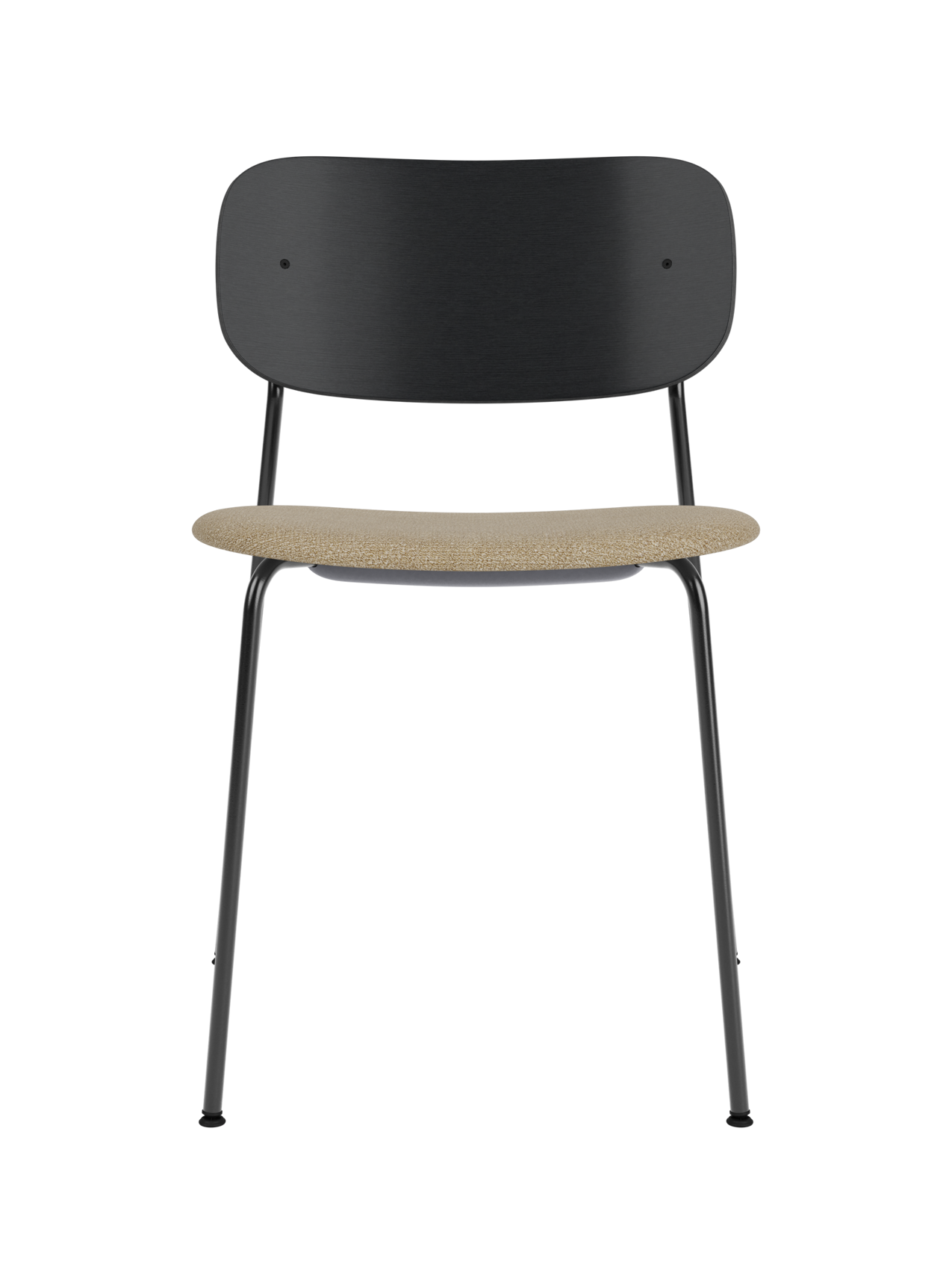 Dining Chair, Upholstered Seat ¨C Black Frame, Wide Veneer Back, Stackable