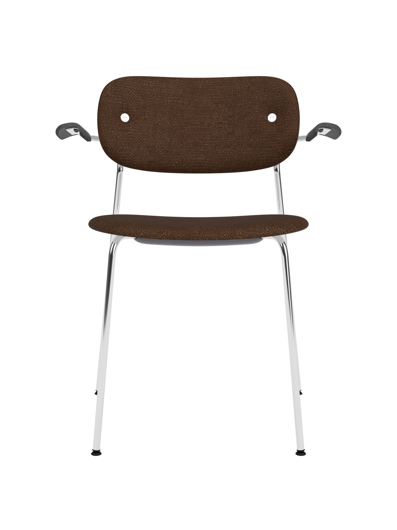 Fully Upholstered Dining Chair with Armrests ¨C Chrome Base, Stackable