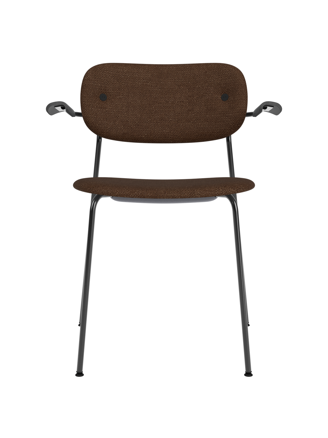 Fully Upholstered Dining Chair with Armrests ¨C Black Base, Stackable