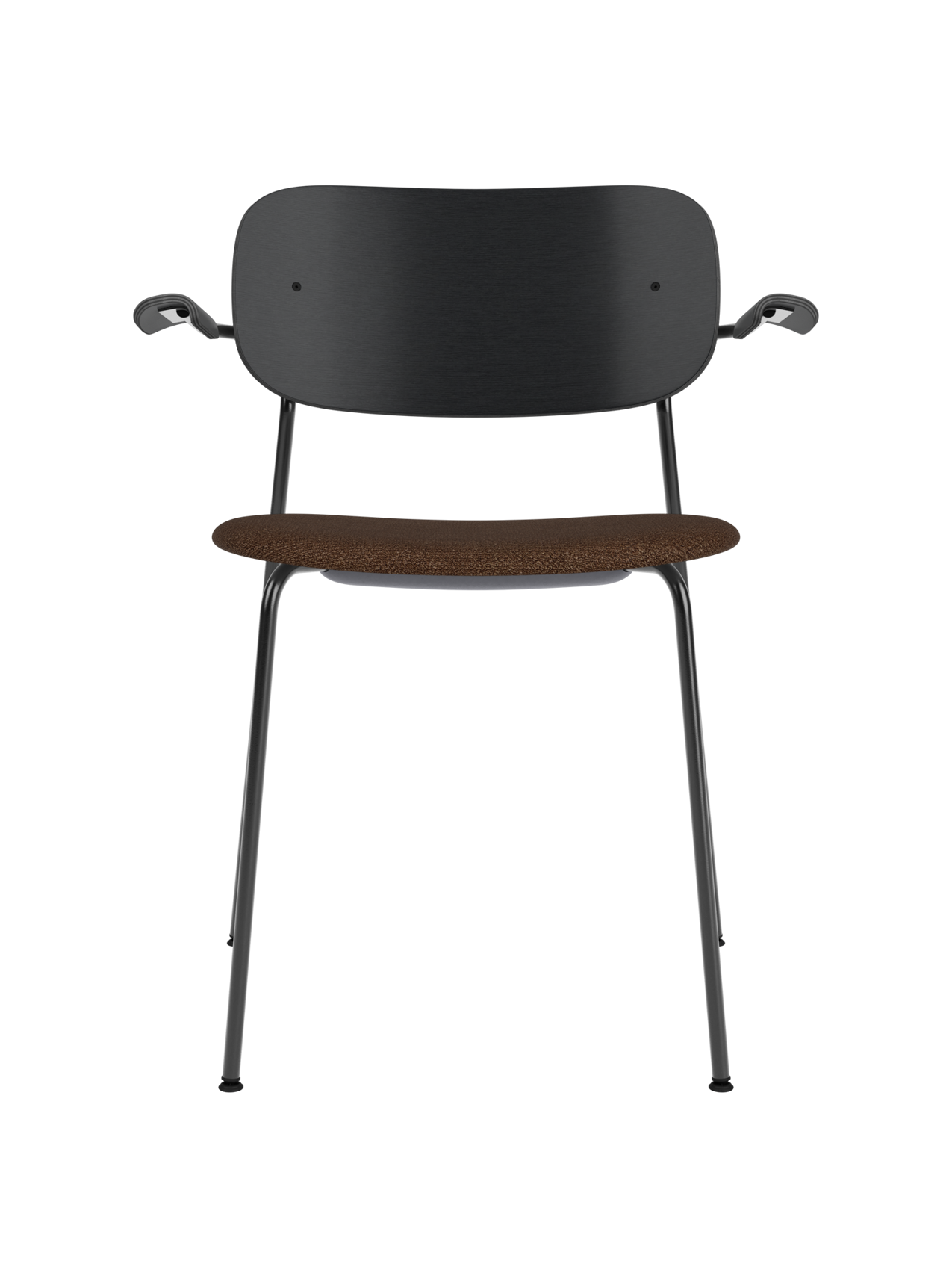 Dining Chair with Armrests, Upholstered Seat ¨C Black Frame, Stackable