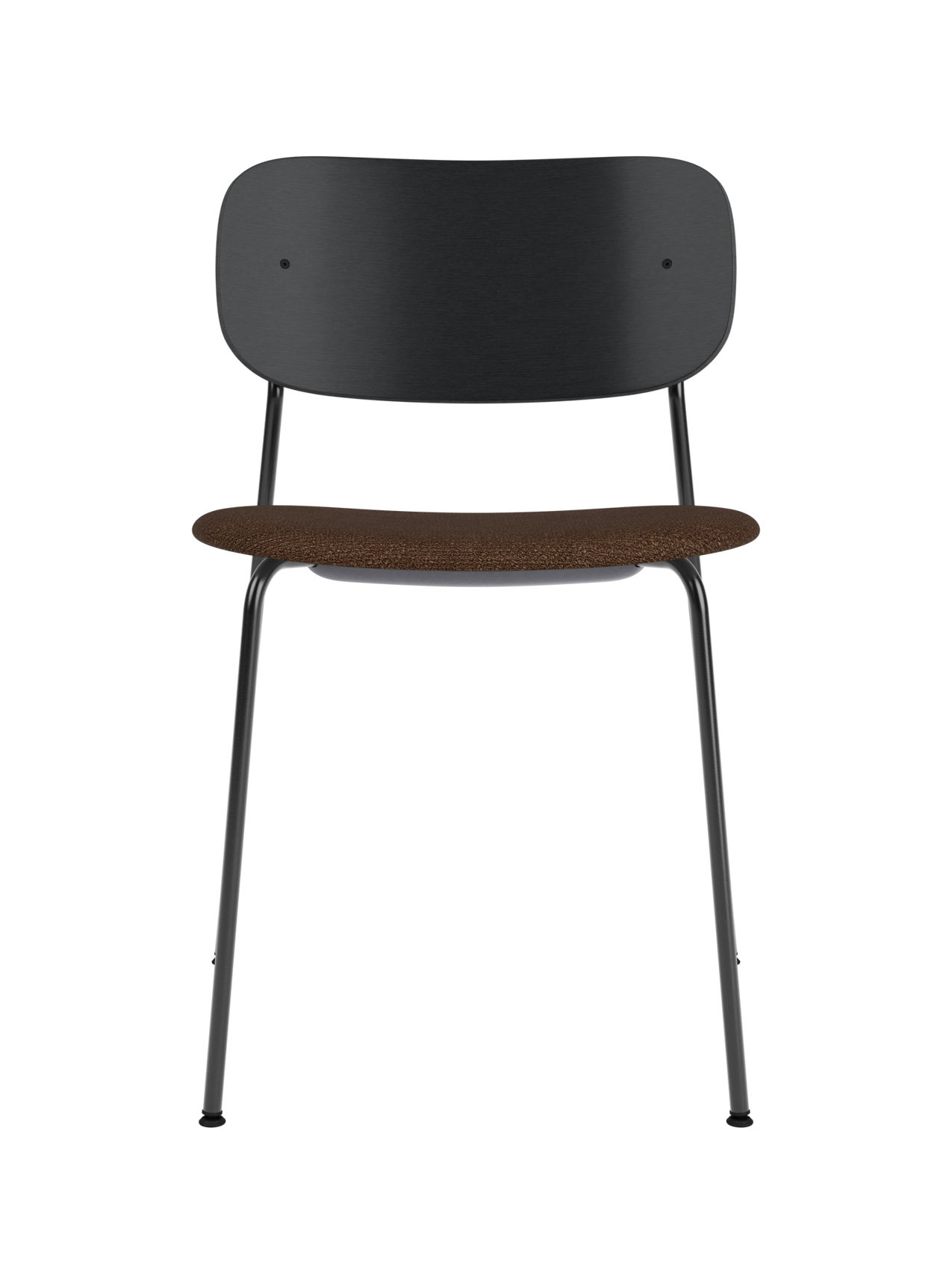 Dining Chair, Upholstered Seat ¨C Black Frame, Wide Veneer Back, Stackable