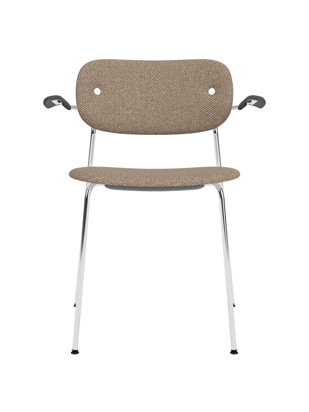 Fully Upholstered Dining Chair with Armrests ¨C Chrome Base, Stackable