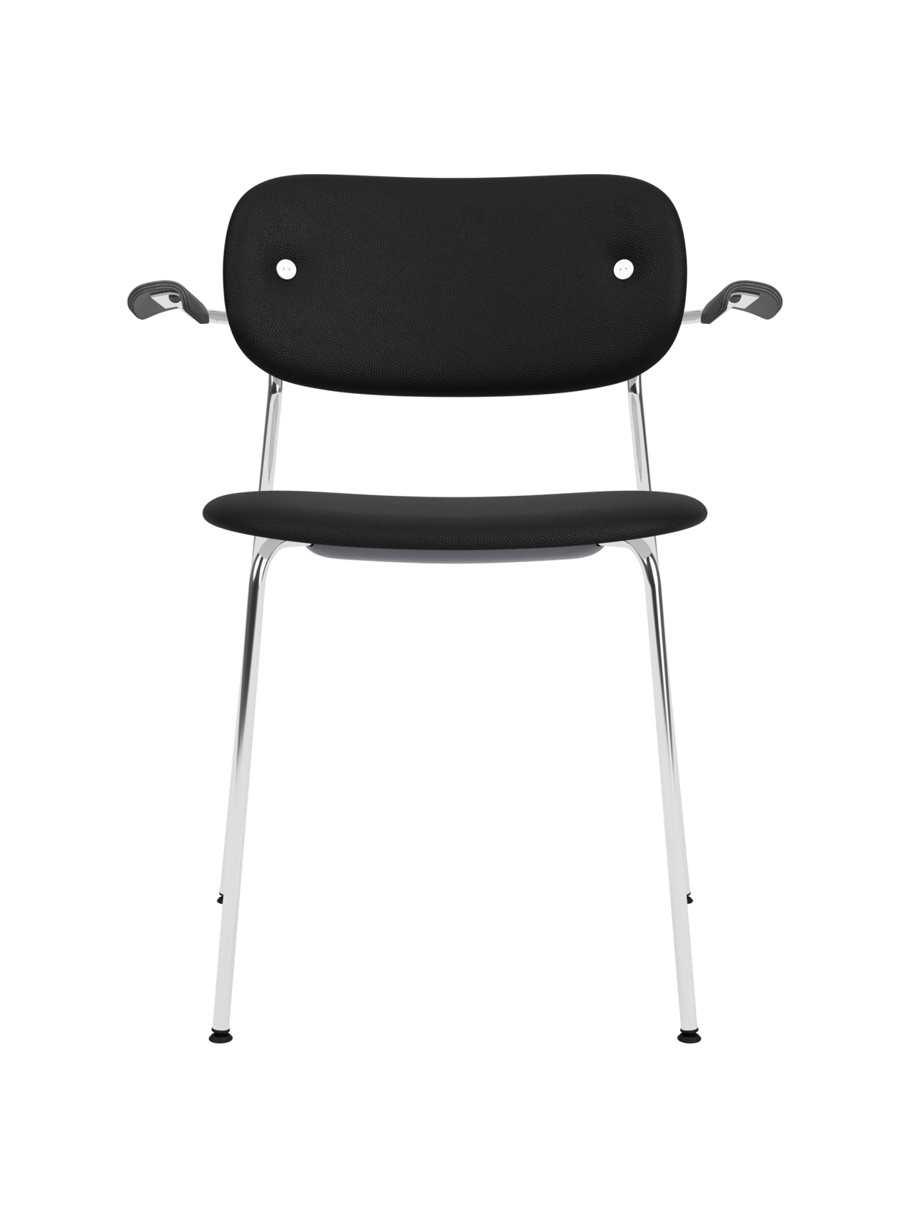 Fully Upholstered Dining Chair with Armrests ¨C Chrome Base, Stackable
