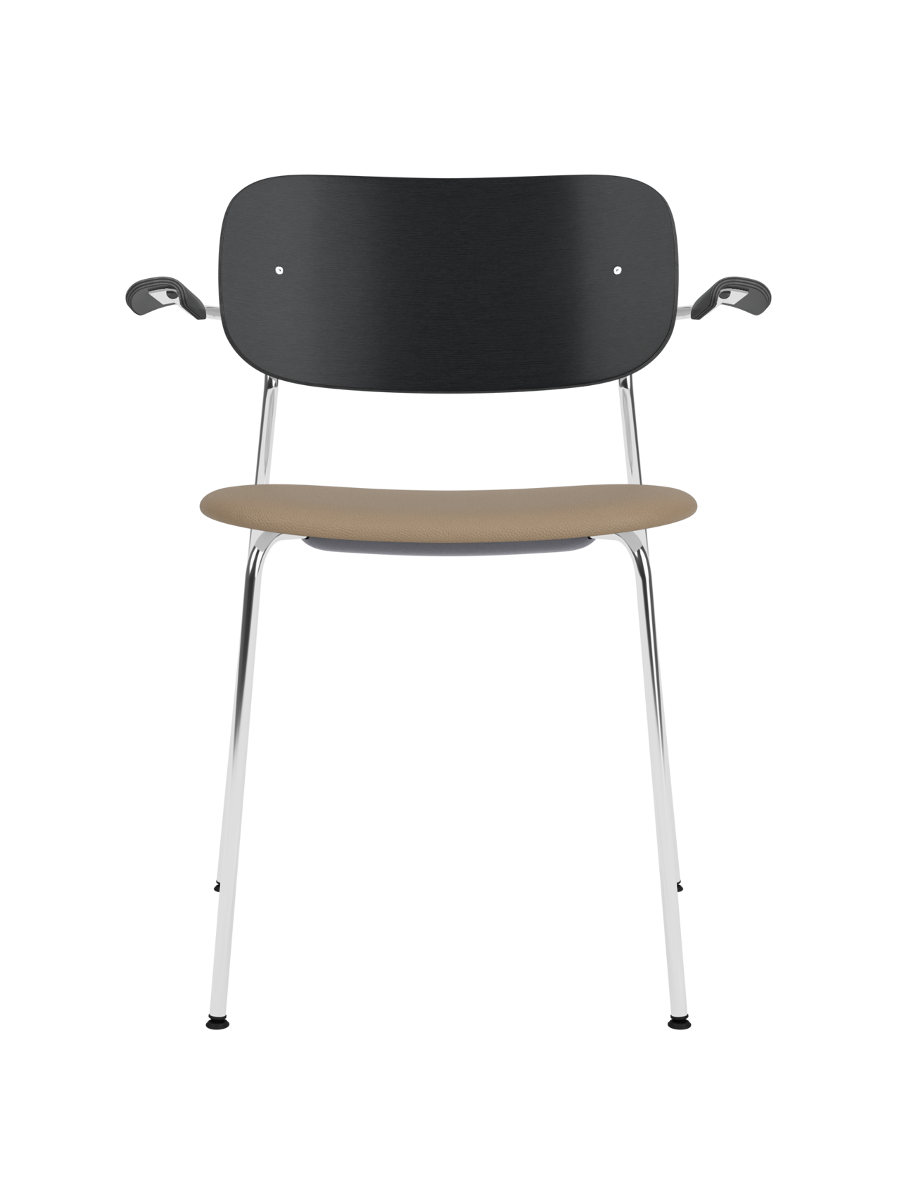 Dining Chair with Armrests, Upholstered Seat ¨C Chrome Base, Stackable