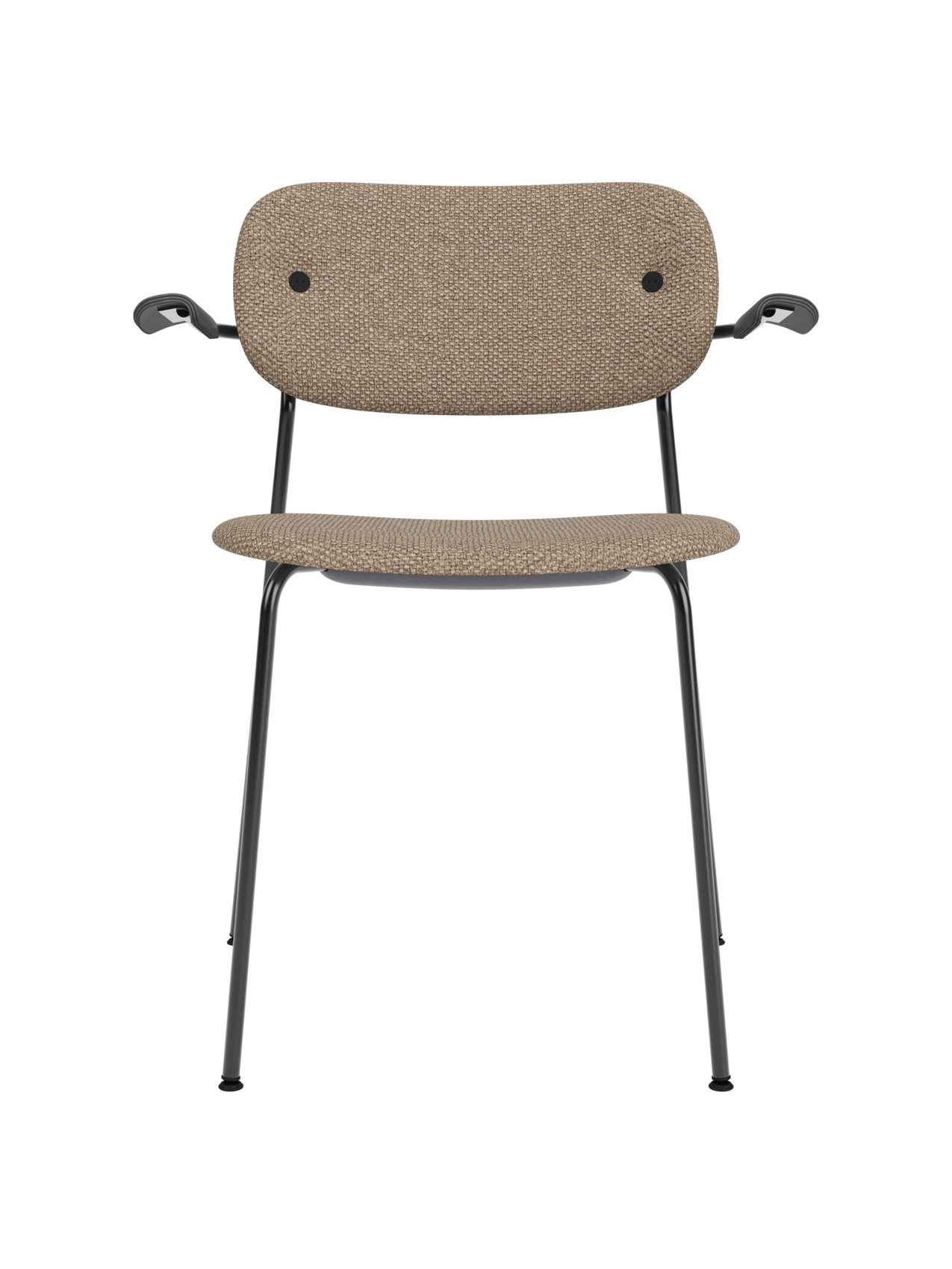 Fully Upholstered Dining Chair with Armrests ¨C Black Base, Stackable