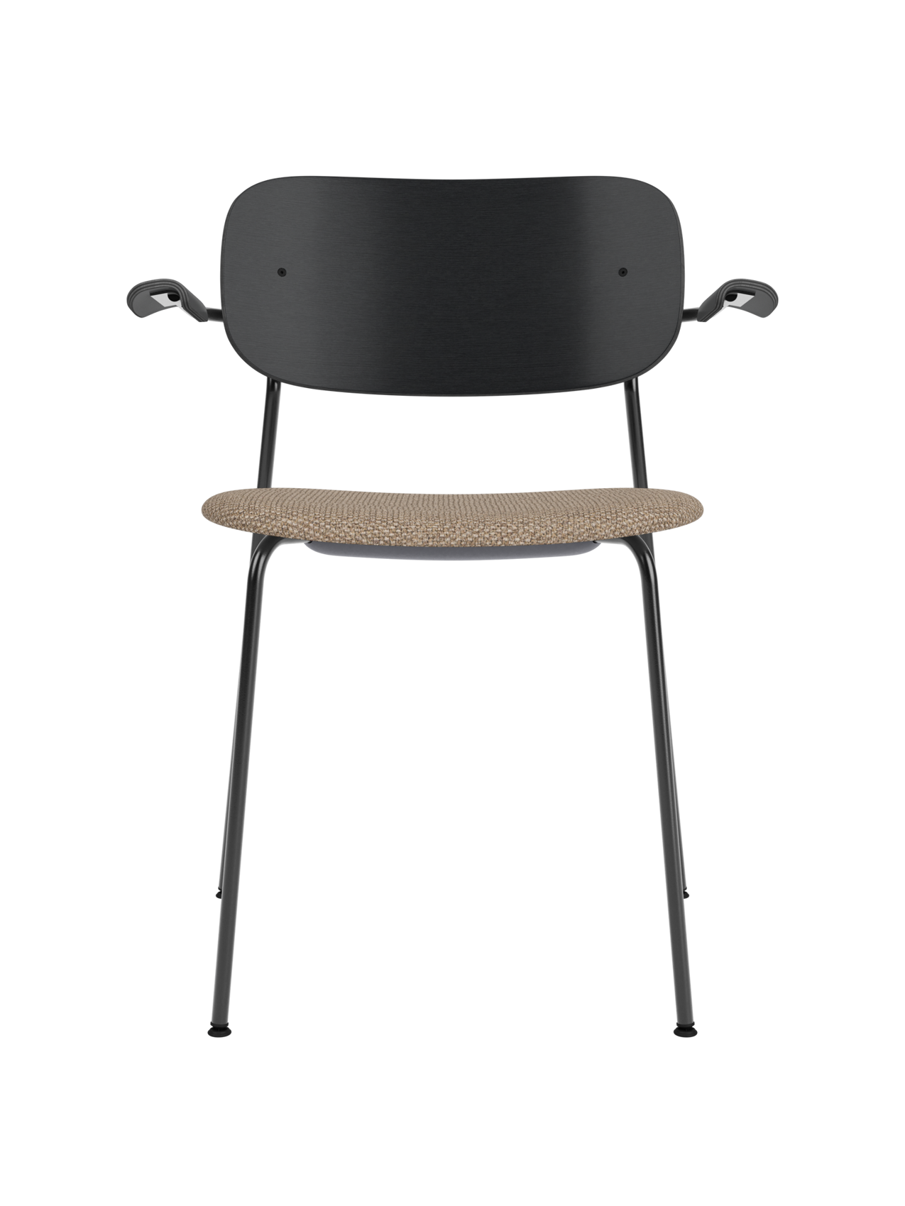 Dining Chair with Armrests, Upholstered Seat ¨C Black Frame, Stackable