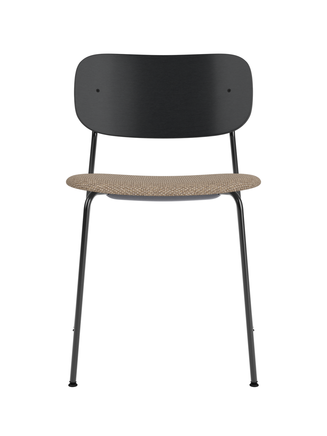 Dining Chair, Upholstered Seat ¨C Black Frame, Wide Veneer Back, Stackable