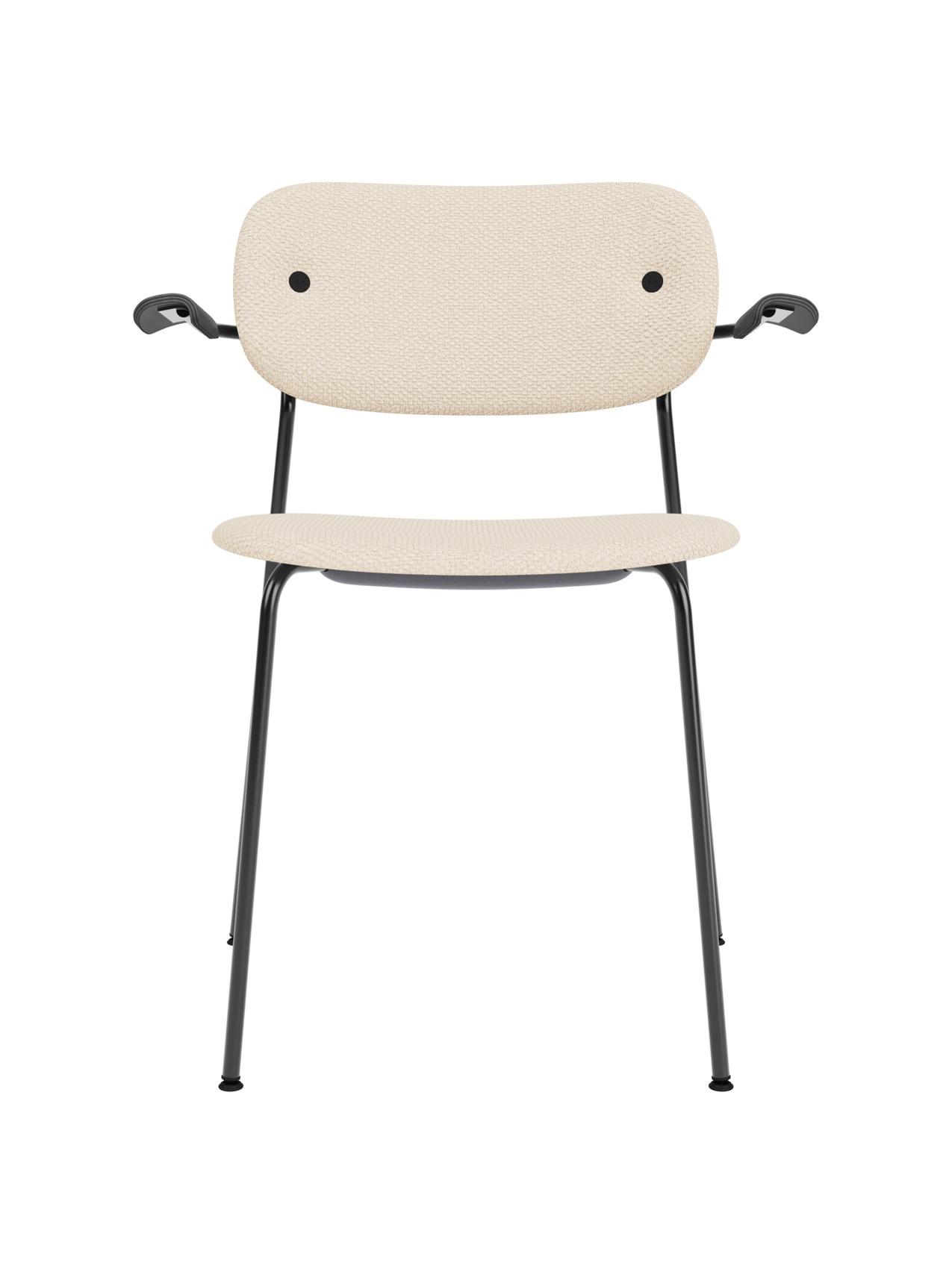Fully Upholstered Dining Chair with Armrests ¨C Black Base, Stackable
