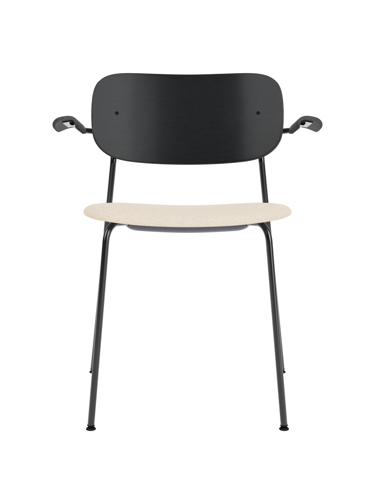 Dining Chair with Armrests, Upholstered Seat ¨C Black Frame, Stackable