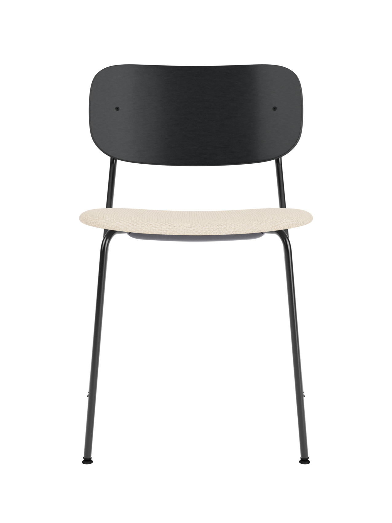 Dining Chair, Upholstered Seat ¨C Black Frame, Wide Veneer Back, Stackable
